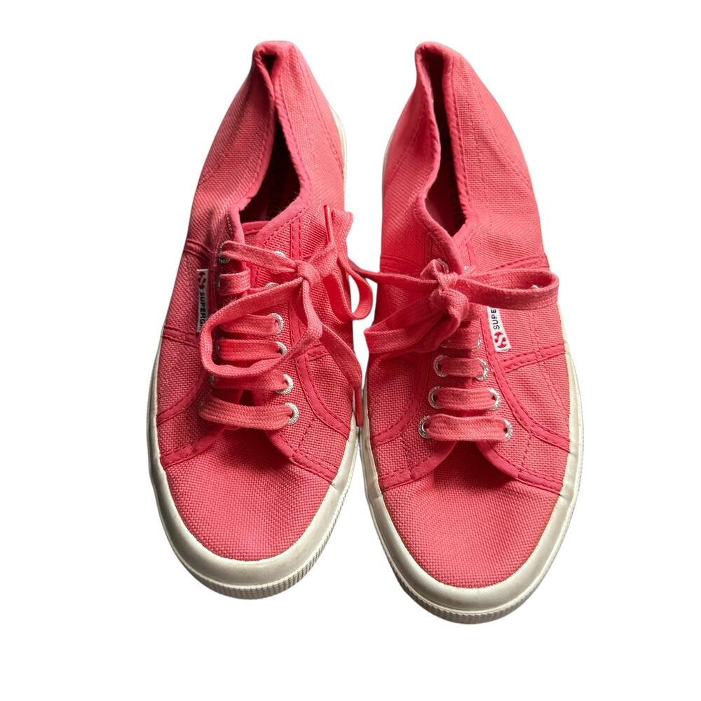 Superga Anthropologie Canvas Sneaker Lace Up Shoes Light Pink Red Women's 9.5 - Picture 6 of 10